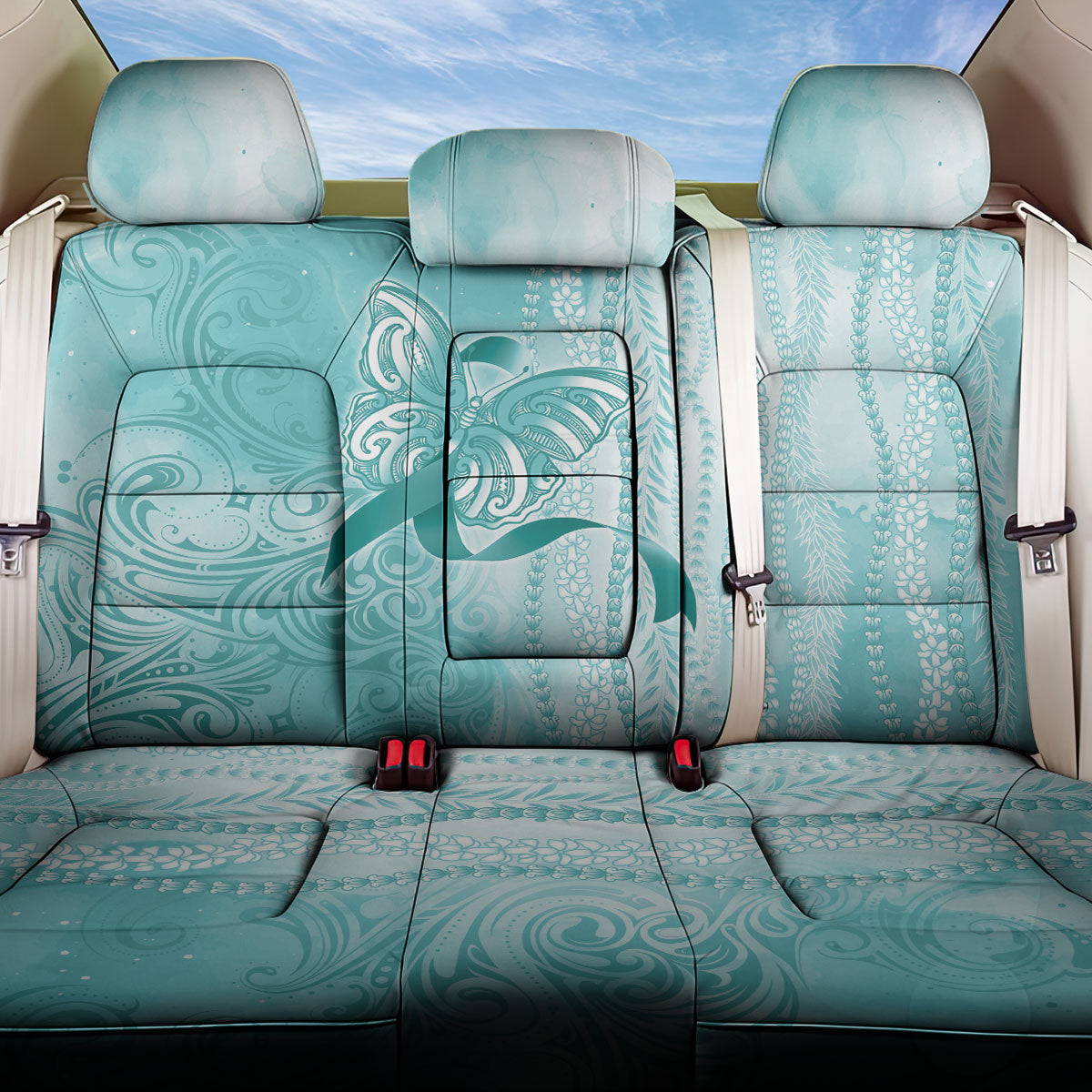 Hawaii PTSD Support Healing From Trauma Back Car Seat Cover Maile Pikake Lokelani Crown Flower Lei Inspired