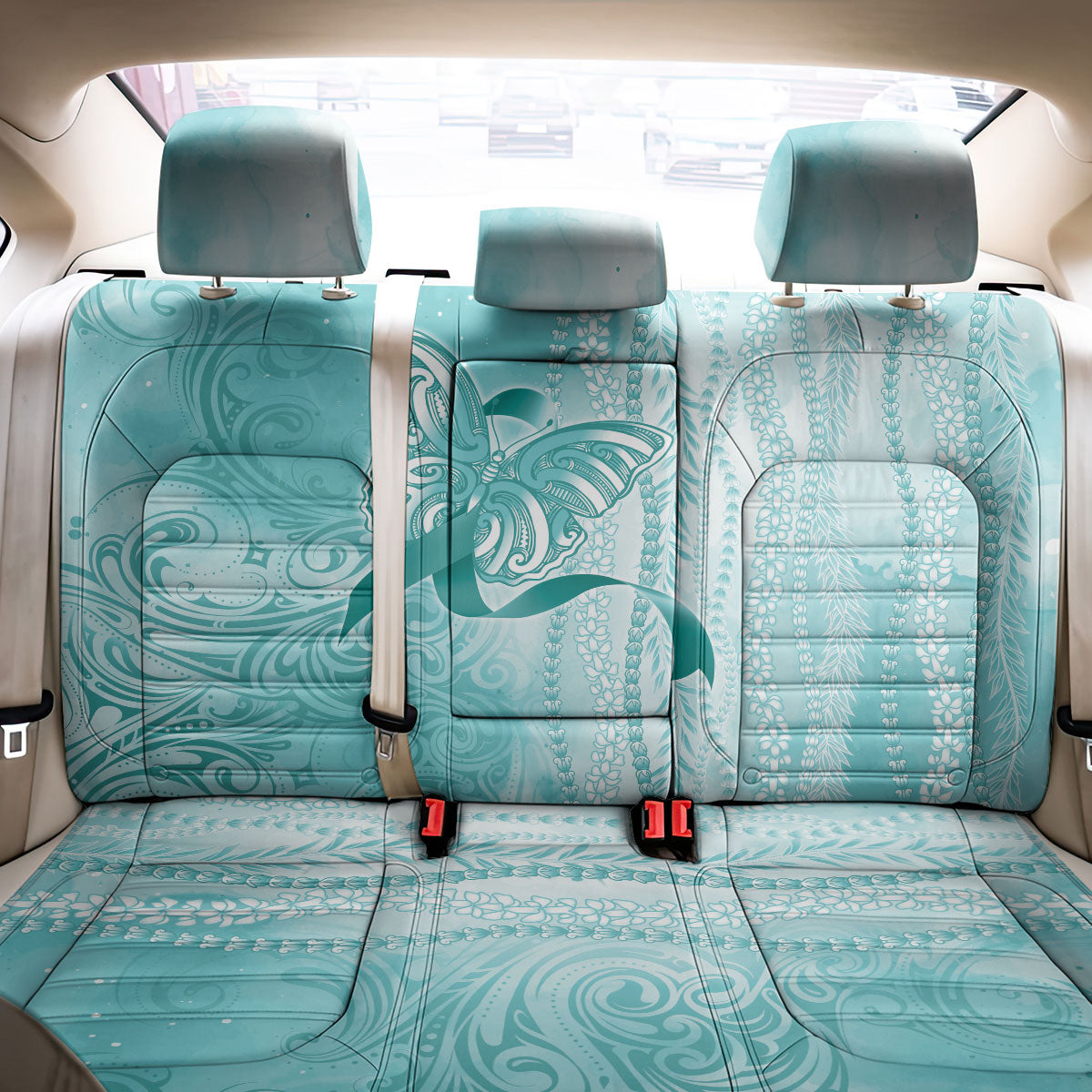 Hawaii PTSD Support Healing From Trauma Back Car Seat Cover Maile Pikake Lokelani Crown Flower Lei Inspired