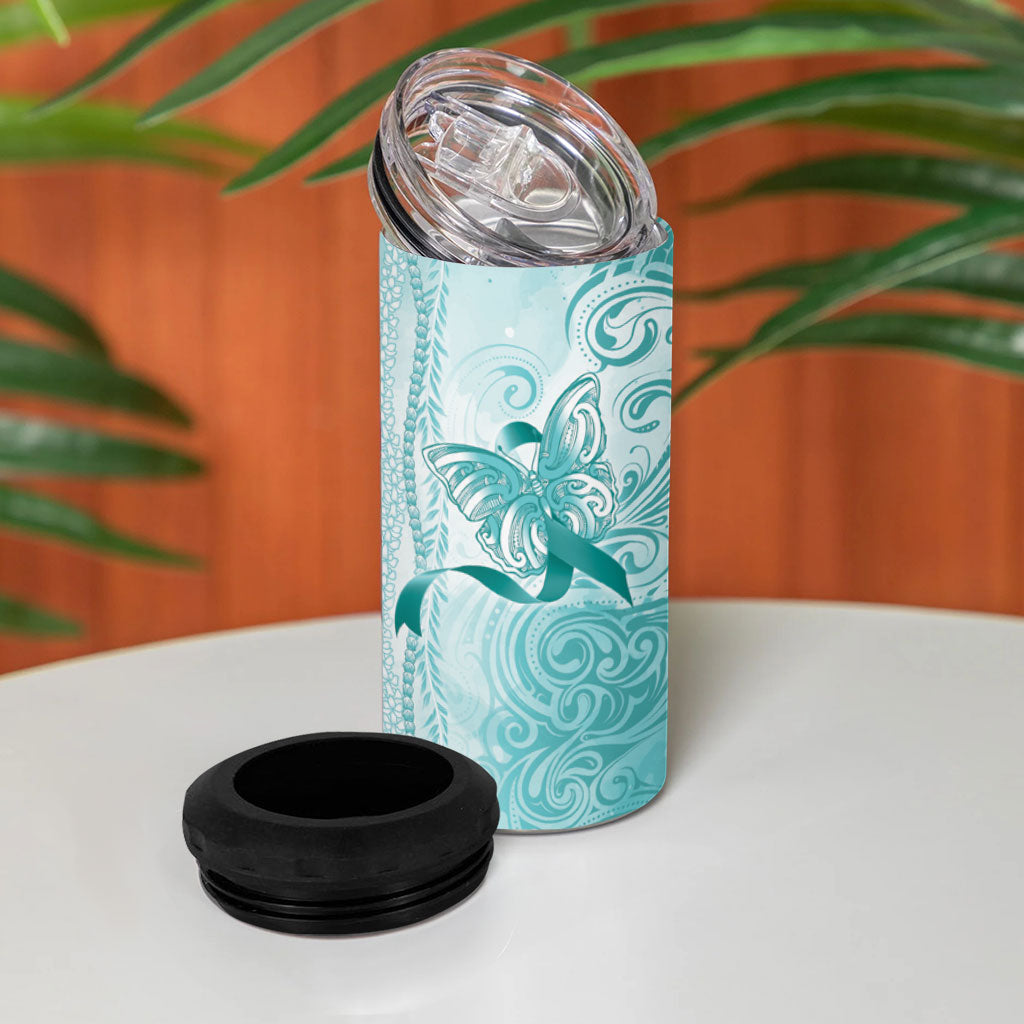 Hawaii PTSD Support Healing From Trauma 4 in 1 Can Cooler Tumbler Maile Pikake Lokelani Crown Flower Lei Inspired