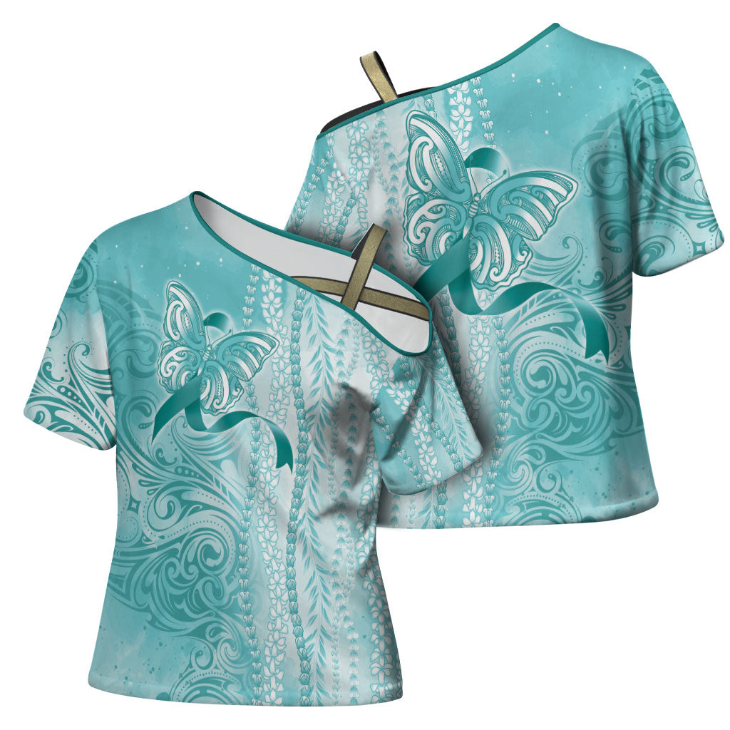 Hawaii PTSD Support Healing From Trauma Cross Shoulder Shirt Maile Pikake Lokelani Crown Flower Lei Inspired