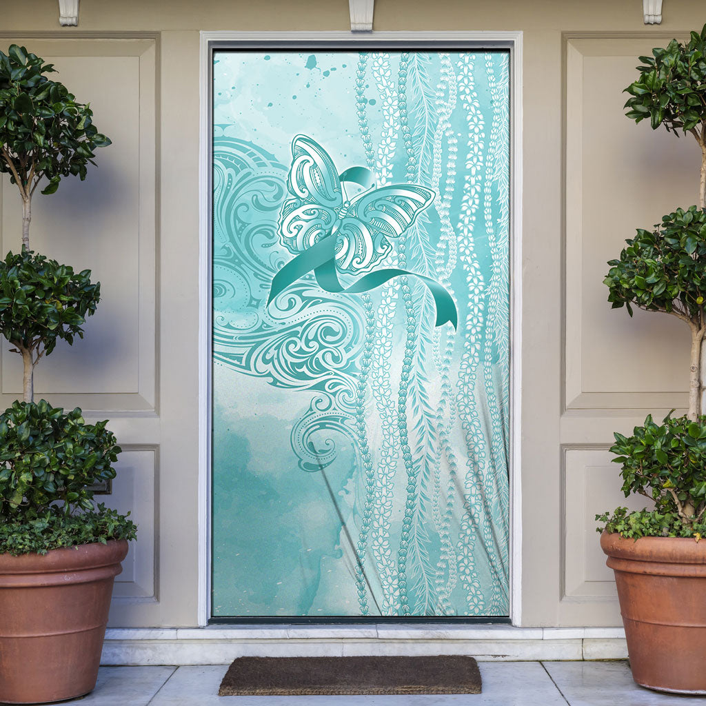 Hawaii PTSD Support Healing From Trauma Door Cover Maile Pikake Lokelani Crown Flower Lei Inspired