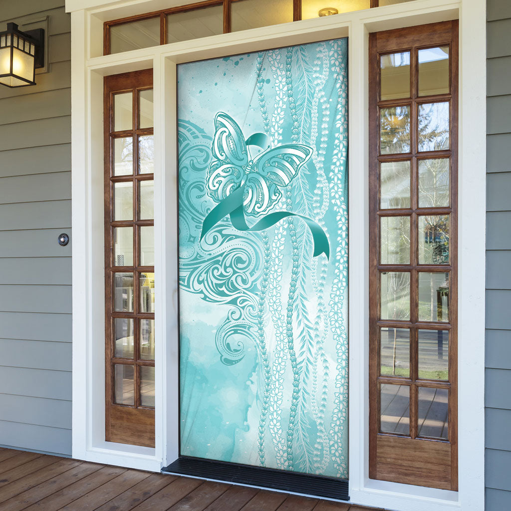 Hawaii PTSD Support Healing From Trauma Door Cover Maile Pikake Lokelani Crown Flower Lei Inspired