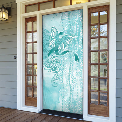 Hawaii PTSD Support Healing From Trauma Door Cover Maile Pikake Lokelani Crown Flower Lei Inspired