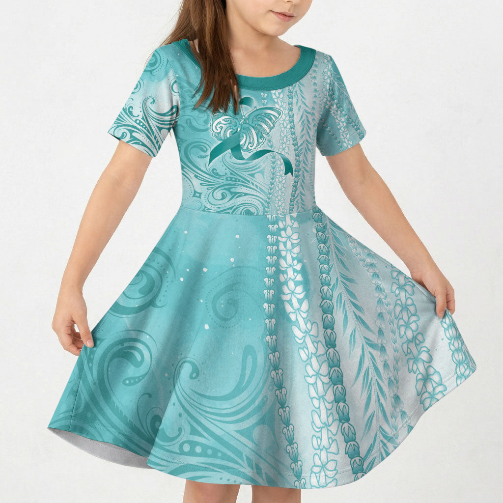 Hawaii PTSD Support Healing From Trauma Kid Short Sleeve Dress Maile Pikake Lokelani Crown Flower Lei Inspired