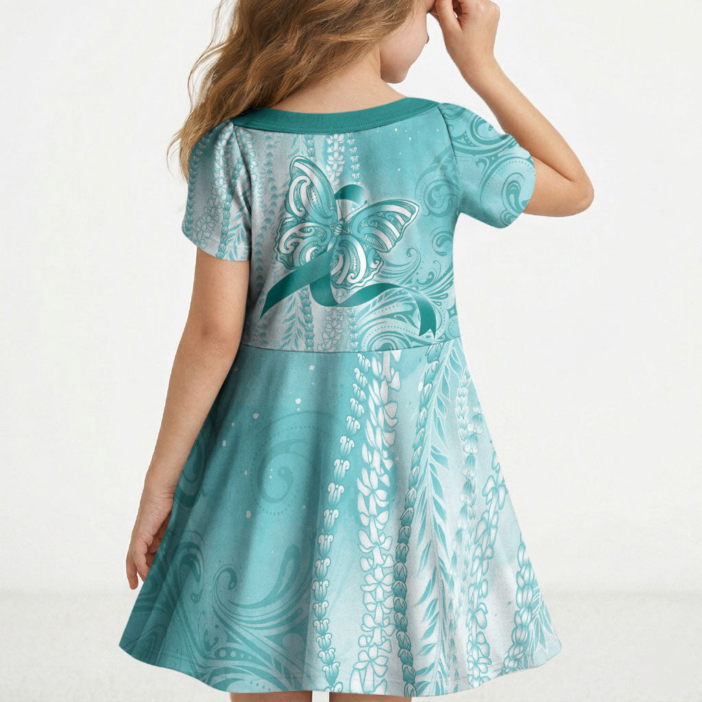 Hawaii PTSD Support Healing From Trauma Kid Short Sleeve Dress Maile Pikake Lokelani Crown Flower Lei Inspired