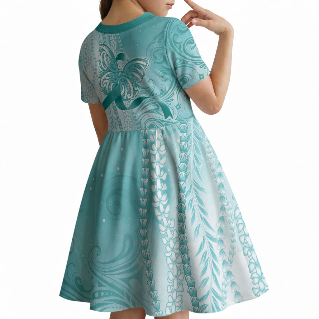 Hawaii PTSD Support Healing From Trauma Kid Short Sleeve Dress Maile Pikake Lokelani Crown Flower Lei Inspired