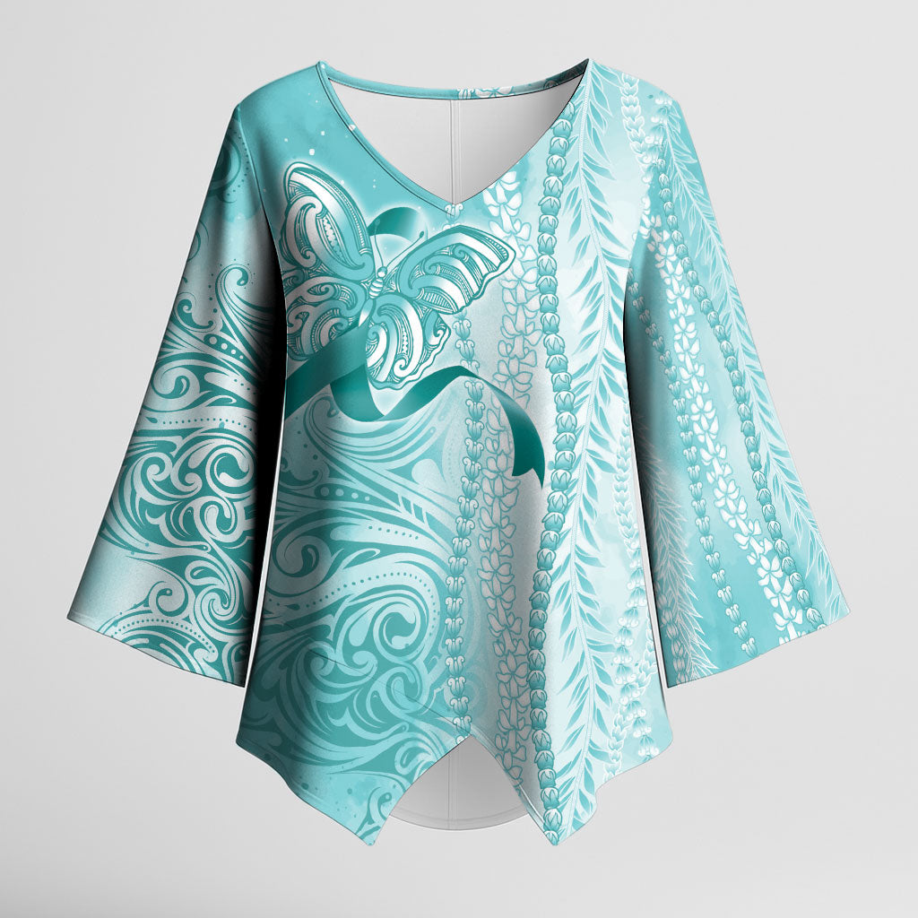Hawaii PTSD Support Healing From Trauma Kimono Sleeve Blouse Maile Pikake Lokelani Crown Flower Lei Inspired