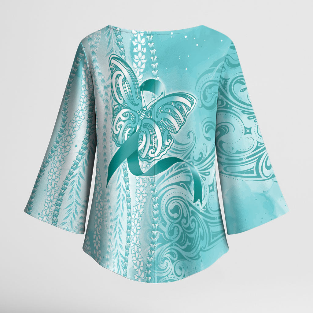Hawaii PTSD Support Healing From Trauma Kimono Sleeve Blouse Maile Pikake Lokelani Crown Flower Lei Inspired