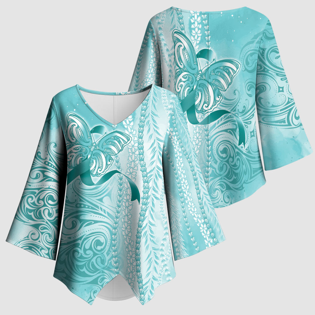 Hawaii PTSD Support Healing From Trauma Kimono Sleeve Blouse Maile Pikake Lokelani Crown Flower Lei Inspired