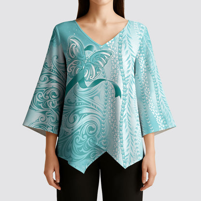 Hawaii PTSD Support Healing From Trauma Kimono Sleeve Blouse Maile Pikake Lokelani Crown Flower Lei Inspired