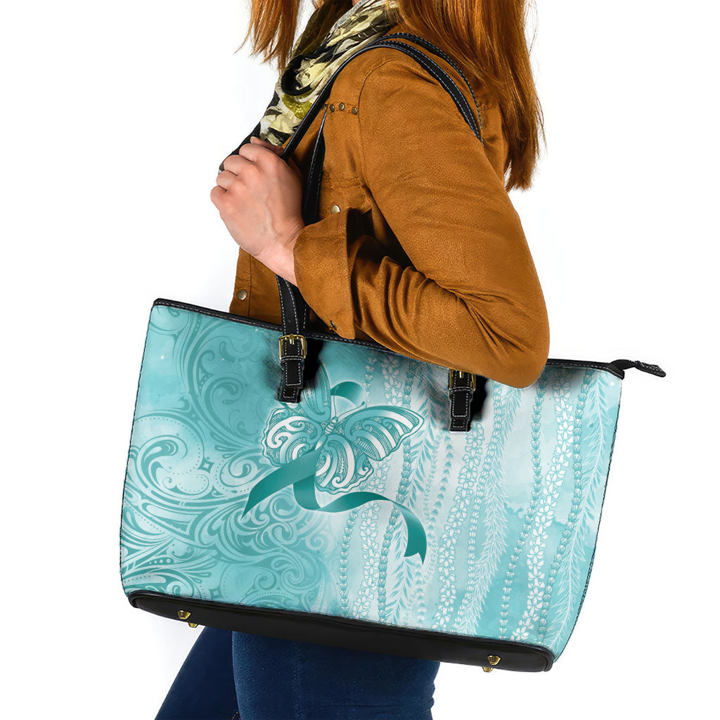 Hawaii PTSD Support Healing From Trauma Leather Tote Bag Maile Pikake Lokelani Crown Flower Lei Inspired