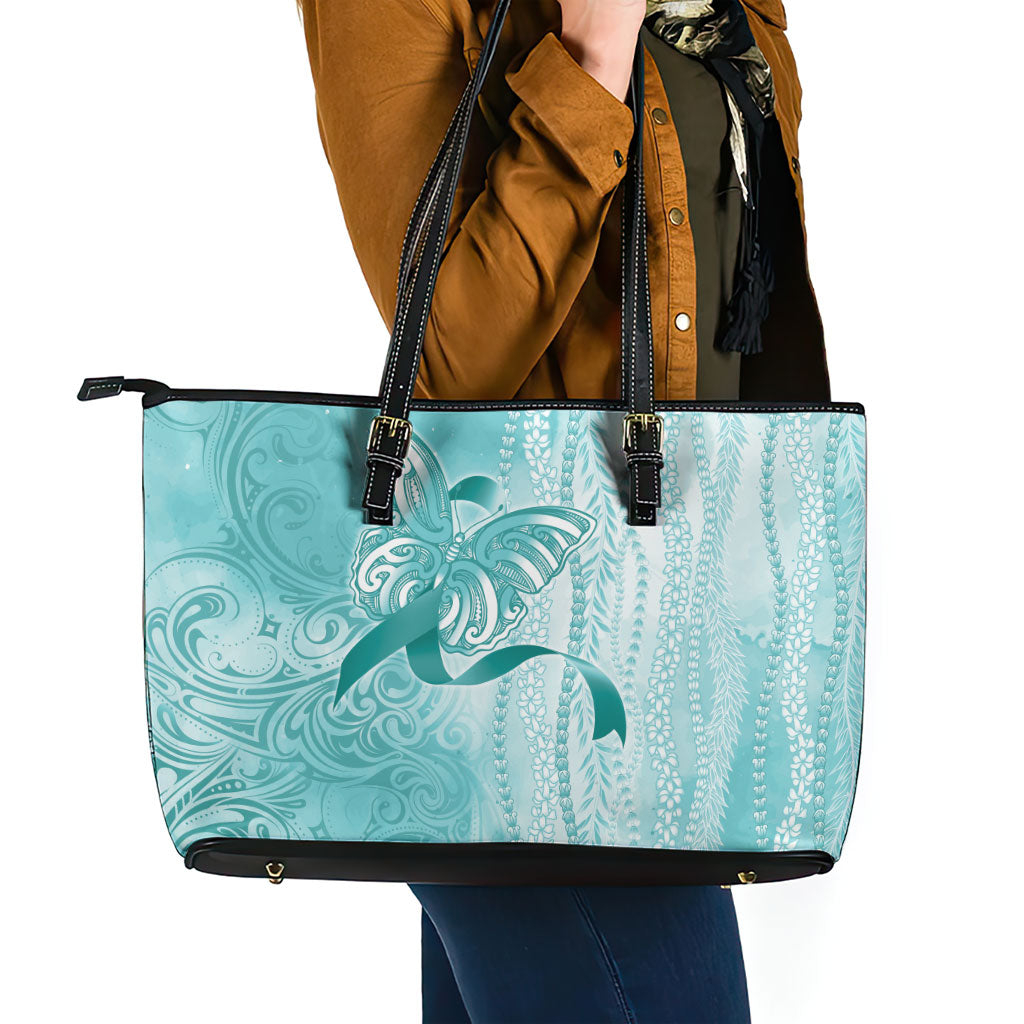 Hawaii PTSD Support Healing From Trauma Leather Tote Bag Maile Pikake Lokelani Crown Flower Lei Inspired