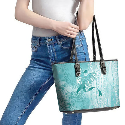 Hawaii PTSD Support Healing From Trauma Leather Tote Bag Maile Pikake Lokelani Crown Flower Lei Inspired