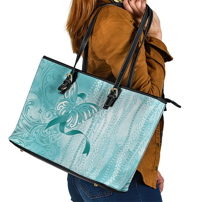 Hawaii PTSD Support Healing From Trauma Leather Tote Bag Maile Pikake Lokelani Crown Flower Lei Inspired