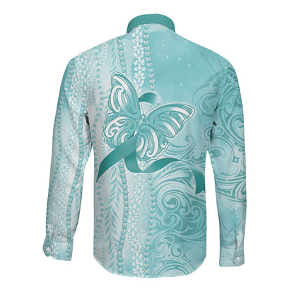 Hawaii PTSD Support Healing From Trauma Long Sleeve Button Shirt Maile Pikake Lokelani Crown Flower Lei Inspired