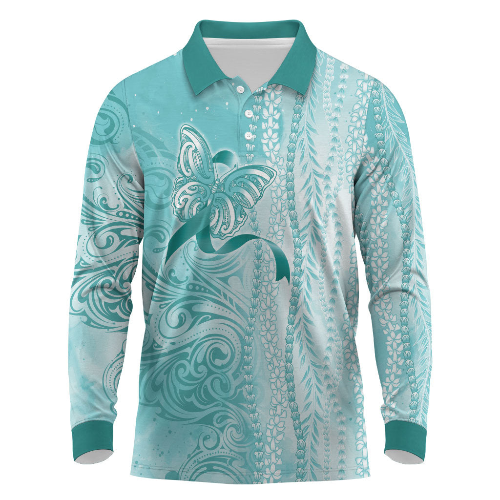 Hawaii PTSD Support Healing From Trauma Long Sleeve Polo Shirt Maile Pikake Lokelani Crown Flower Lei Inspired