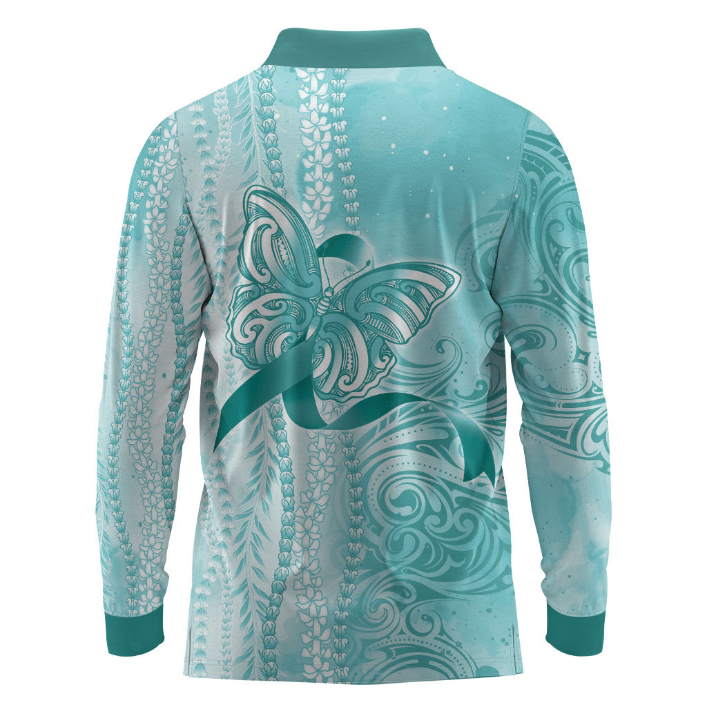 Hawaii PTSD Support Healing From Trauma Long Sleeve Polo Shirt Maile Pikake Lokelani Crown Flower Lei Inspired