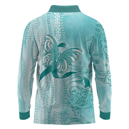 Hawaii PTSD Support Healing From Trauma Long Sleeve Polo Shirt Maile Pikake Lokelani Crown Flower Lei Inspired
