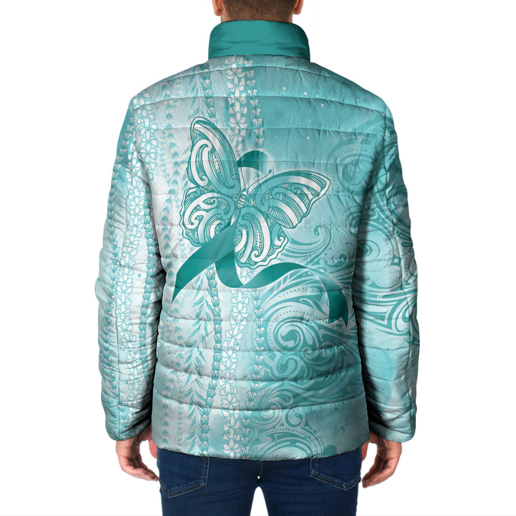Hawaii PTSD Support Healing From Trauma Padded Jacket Maile Pikake Lokelani Crown Flower Lei Inspired
