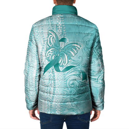 Hawaii PTSD Support Healing From Trauma Padded Jacket Maile Pikake Lokelani Crown Flower Lei Inspired