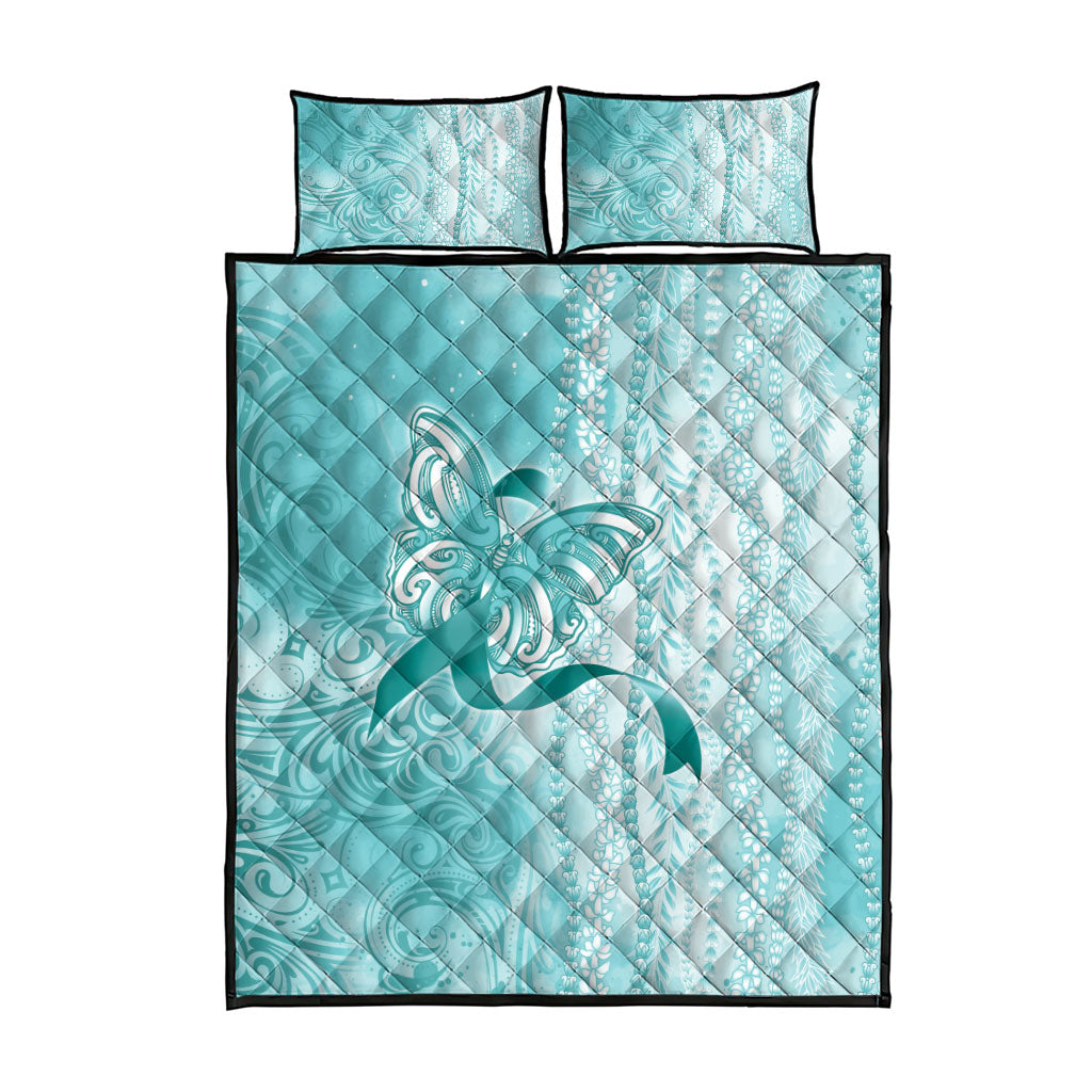 Hawaii PTSD Support Healing From Trauma Quilt Bed Set Maile Pikake Lokelani Crown Flower Lei Inspired