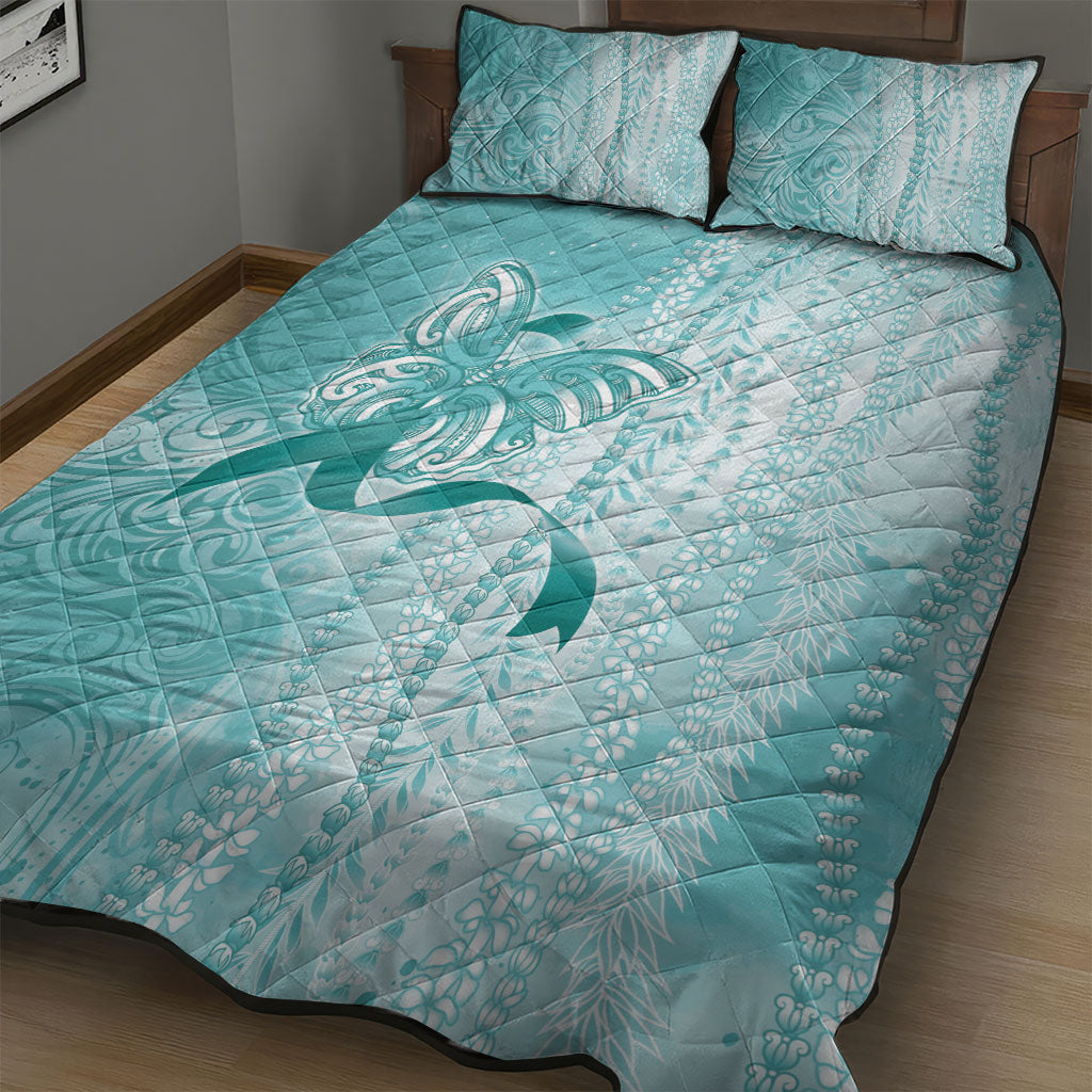Hawaii PTSD Support Healing From Trauma Quilt Bed Set Maile Pikake Lokelani Crown Flower Lei Inspired