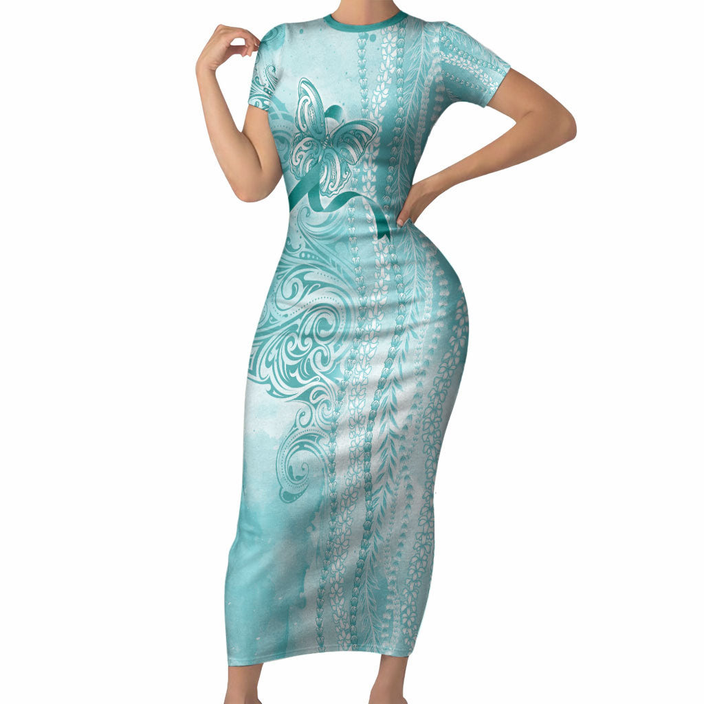 Hawaii PTSD Support Healing From Trauma Short Sleeve Bodycon Dress Maile Pikake Lokelani Crown Flower Lei Inspired