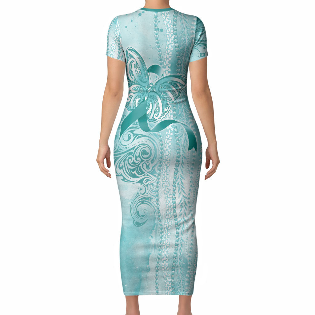 Hawaii PTSD Support Healing From Trauma Short Sleeve Bodycon Dress Maile Pikake Lokelani Crown Flower Lei Inspired