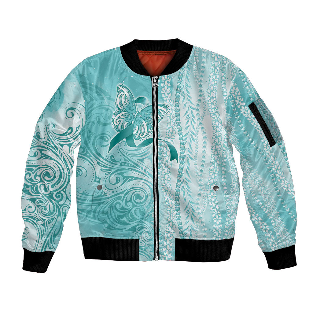 Hawaii PTSD Support Healing From Trauma Sleeve Zip Bomber Jacket Maile Pikake Lokelani Crown Flower Lei Inspired
