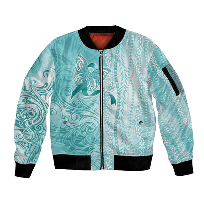 Hawaii PTSD Support Healing From Trauma Sleeve Zip Bomber Jacket Maile Pikake Lokelani Crown Flower Lei Inspired