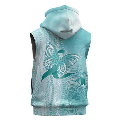 Hawaii PTSD Support Healing From Trauma Sleeveless Hoodie Maile Pikake Lokelani Crown Flower Lei Inspired