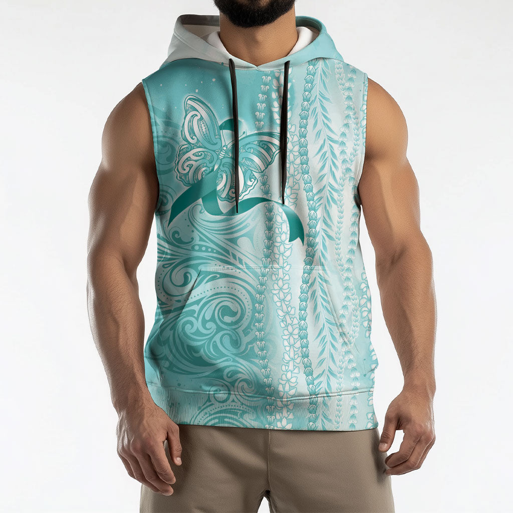 Hawaii PTSD Support Healing From Trauma Sleeveless Hoodie Maile Pikake Lokelani Crown Flower Lei Inspired