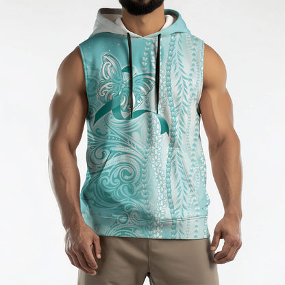 Hawaii PTSD Support Healing From Trauma Sleeveless Hoodie Maile Pikake Lokelani Crown Flower Lei Inspired