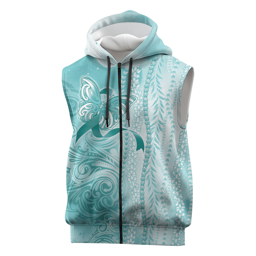 Hawaii PTSD Support Healing From Trauma Sleeveless Zip Hoodie Maile Pikake Lokelani Crown Flower Lei Inspired
