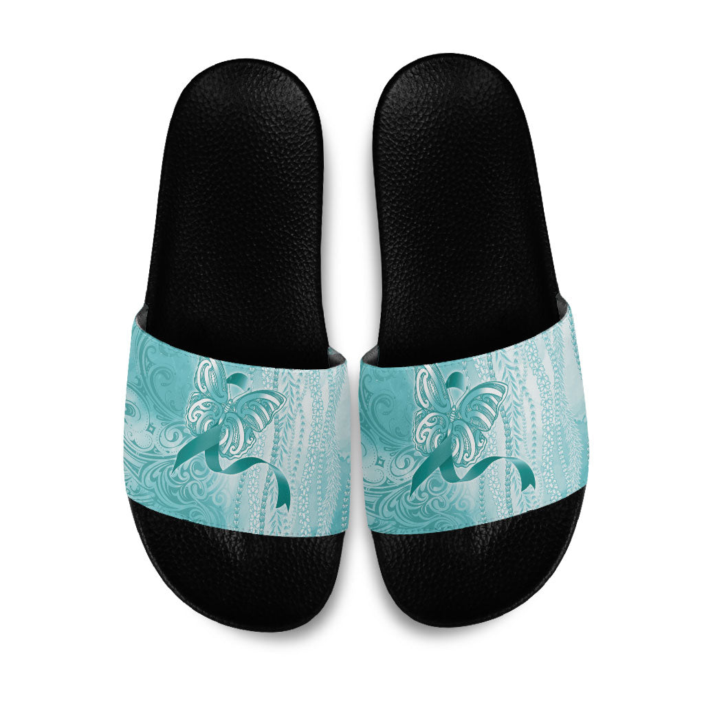 Hawaii PTSD Support Healing From Trauma Slide Sandals Maile Pikake Lokelani Crown Flower Lei Inspired