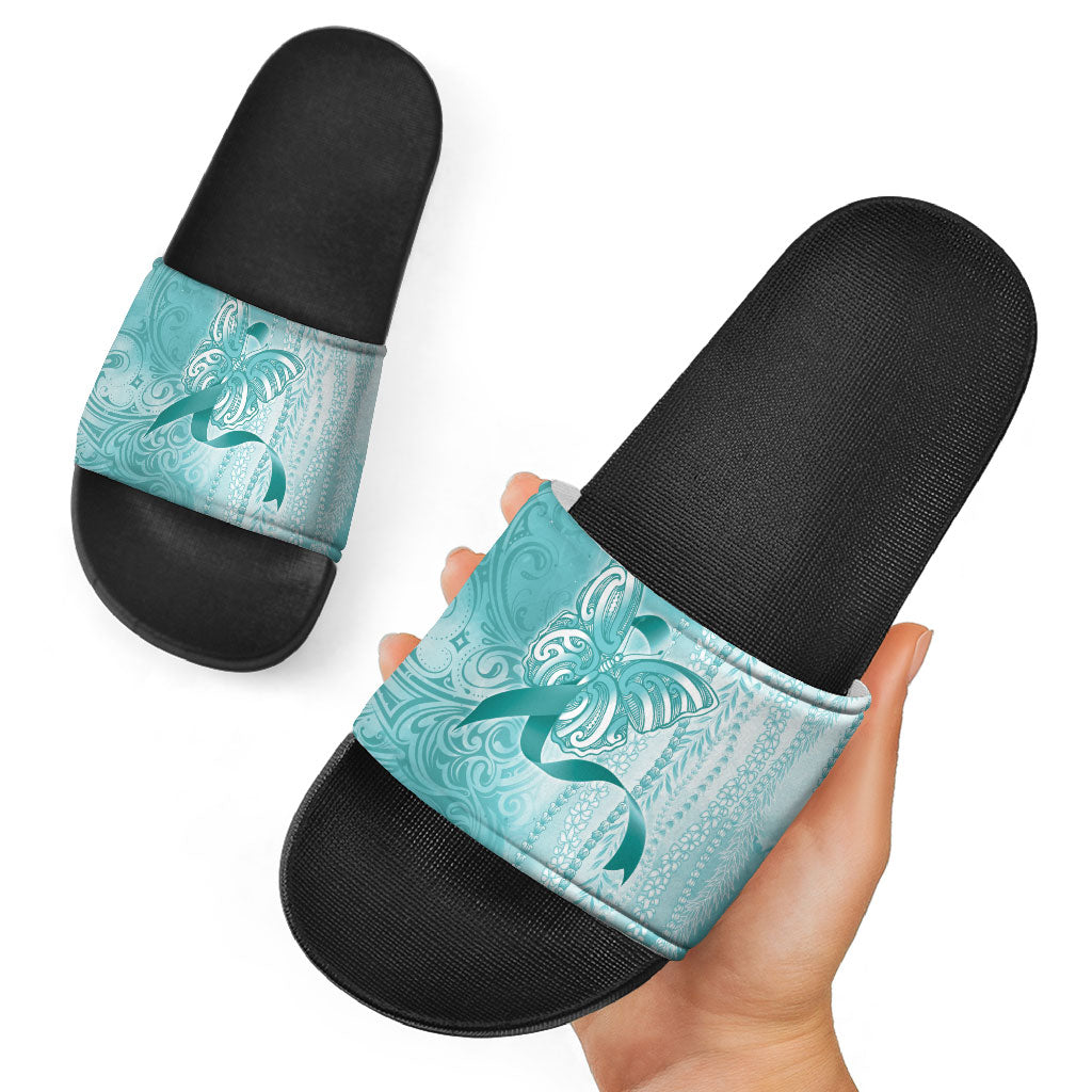Hawaii PTSD Support Healing From Trauma Slide Sandals Maile Pikake Lokelani Crown Flower Lei Inspired