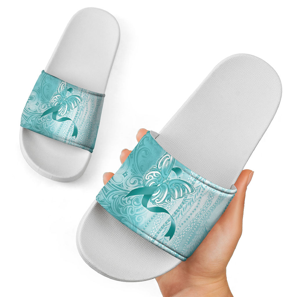 Hawaii PTSD Support Healing From Trauma Slide Sandals Maile Pikake Lokelani Crown Flower Lei Inspired