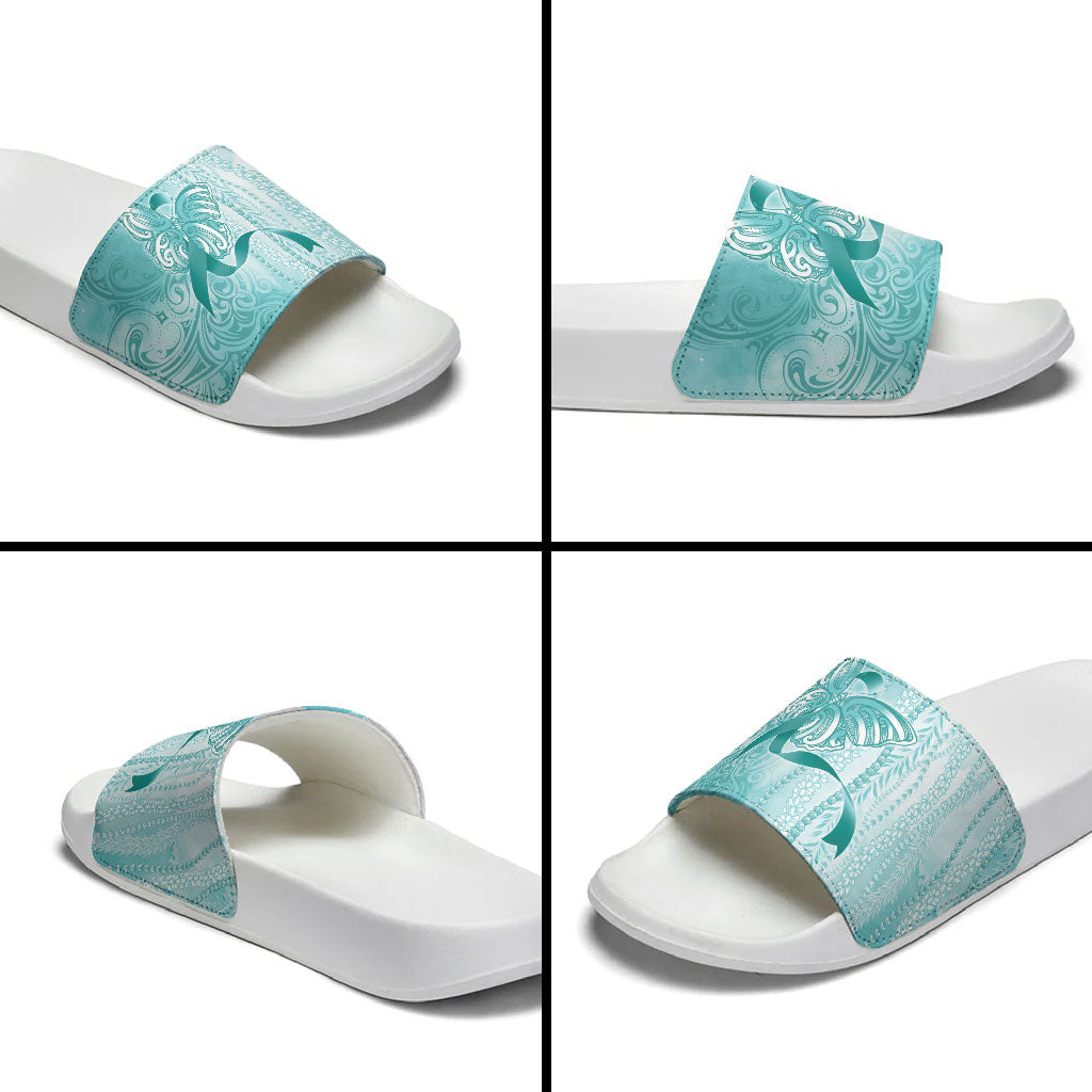 Hawaii PTSD Support Healing From Trauma Slide Sandals Maile Pikake Lokelani Crown Flower Lei Inspired