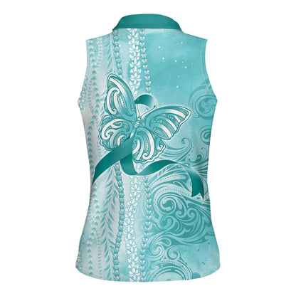 Hawaii PTSD Support Healing From Trauma Women Sleeveless Polo Shirt Maile Pikake Lokelani Crown Flower Lei Inspired