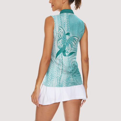 Hawaii PTSD Support Healing From Trauma Women Sleeveless Polo Shirt Maile Pikake Lokelani Crown Flower Lei Inspired