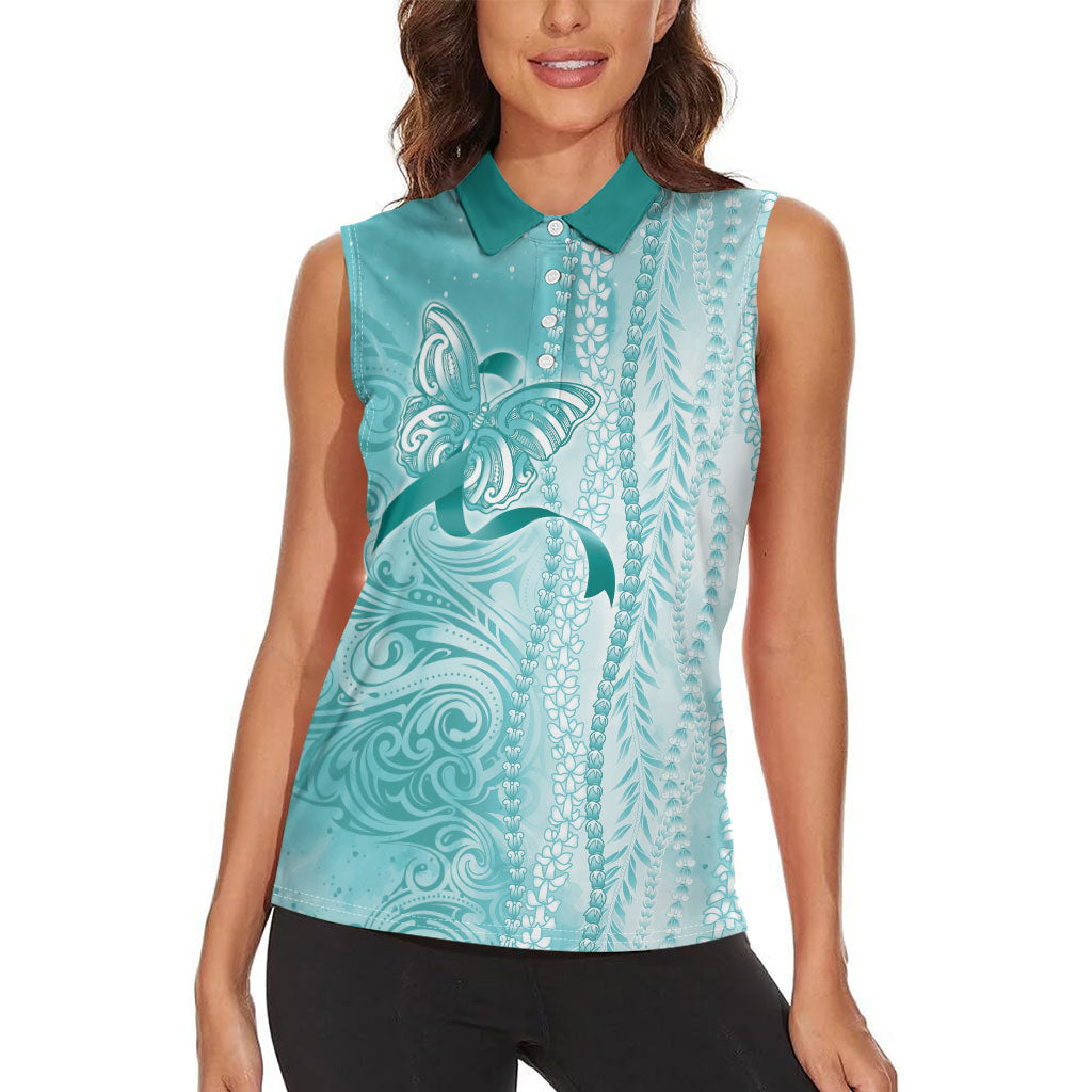 Hawaii PTSD Support Healing From Trauma Women Sleeveless Polo Shirt Maile Pikake Lokelani Crown Flower Lei Inspired
