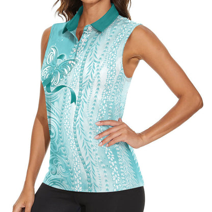 Hawaii PTSD Support Healing From Trauma Women Sleeveless Polo Shirt Maile Pikake Lokelani Crown Flower Lei Inspired