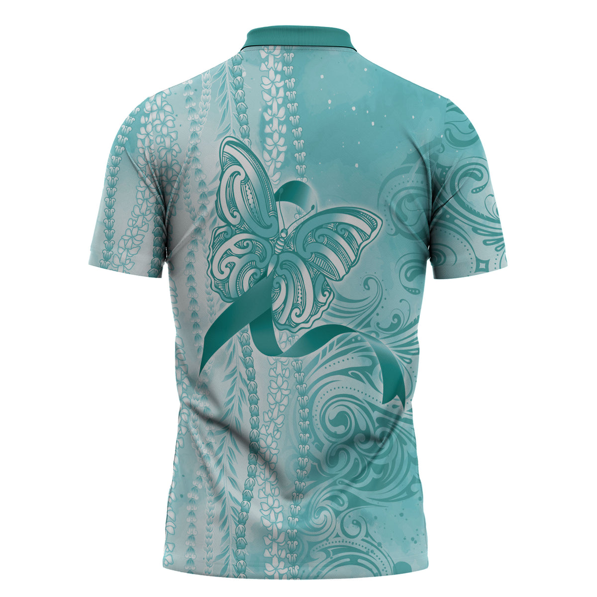 Hawaii PTSD Support Healing From Trauma Zipper Polo Shirt Maile Pikake Lokelani Crown Flower Lei Inspired