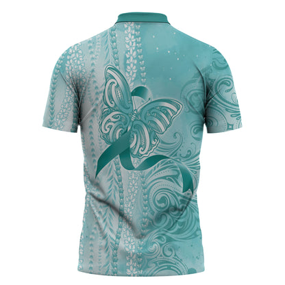 Hawaii PTSD Support Healing From Trauma Zipper Polo Shirt Maile Pikake Lokelani Crown Flower Lei Inspired