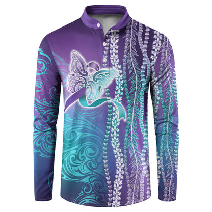 You Matter Suicide Prevention Support Button Sweatshirt Maile Pikake Lokelani Crown Flower Lei Inspired
