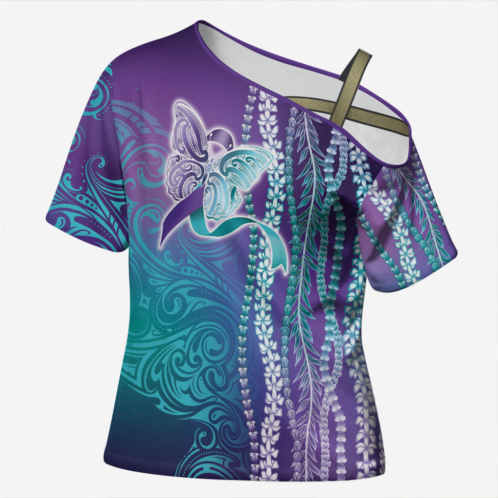 You Matter Suicide Prevention Support Cross Shoulder Shirt Maile Pikake Lokelani Crown Flower Lei Inspired