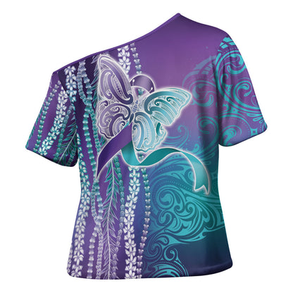You Matter Suicide Prevention Support Cross Shoulder Shirt Maile Pikake Lokelani Crown Flower Lei Inspired