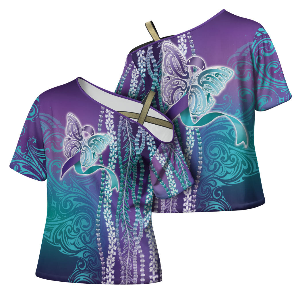 You Matter Suicide Prevention Support Cross Shoulder Shirt Maile Pikake Lokelani Crown Flower Lei Inspired