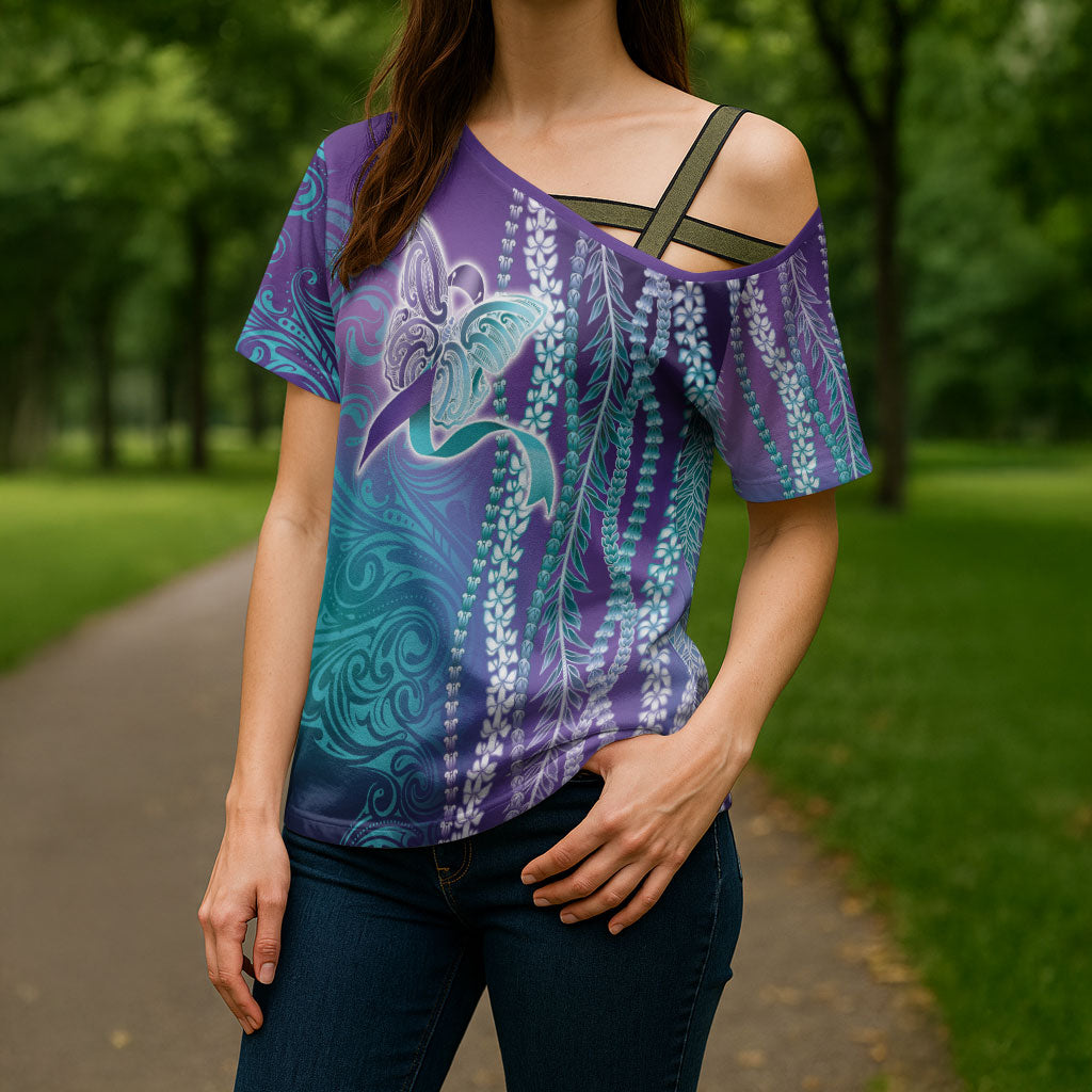 You Matter Suicide Prevention Support Cross Shoulder Shirt Maile Pikake Lokelani Crown Flower Lei Inspired