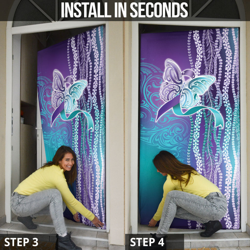 You Matter Suicide Prevention Support Door Cover Maile Pikake Lokelani Crown Flower Lei Inspired